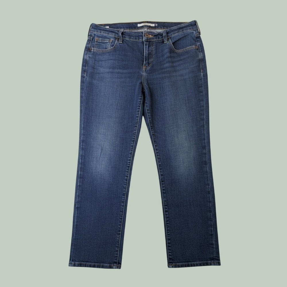 Old Navy Boyfriend Denim Capris 10 Dark Blue Relaxed Fit Casual Classic Capsule